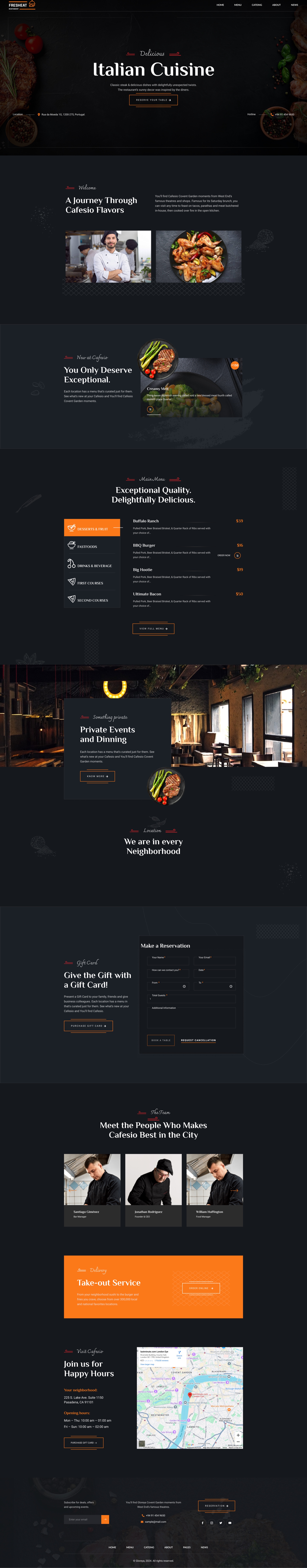 Complete Cafesio Italian restaurant website concept