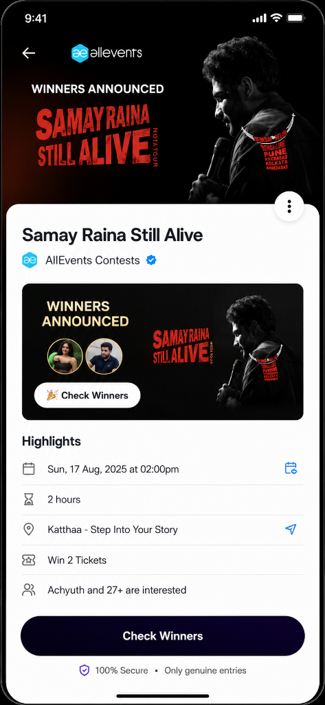 Winners Announcement Screen