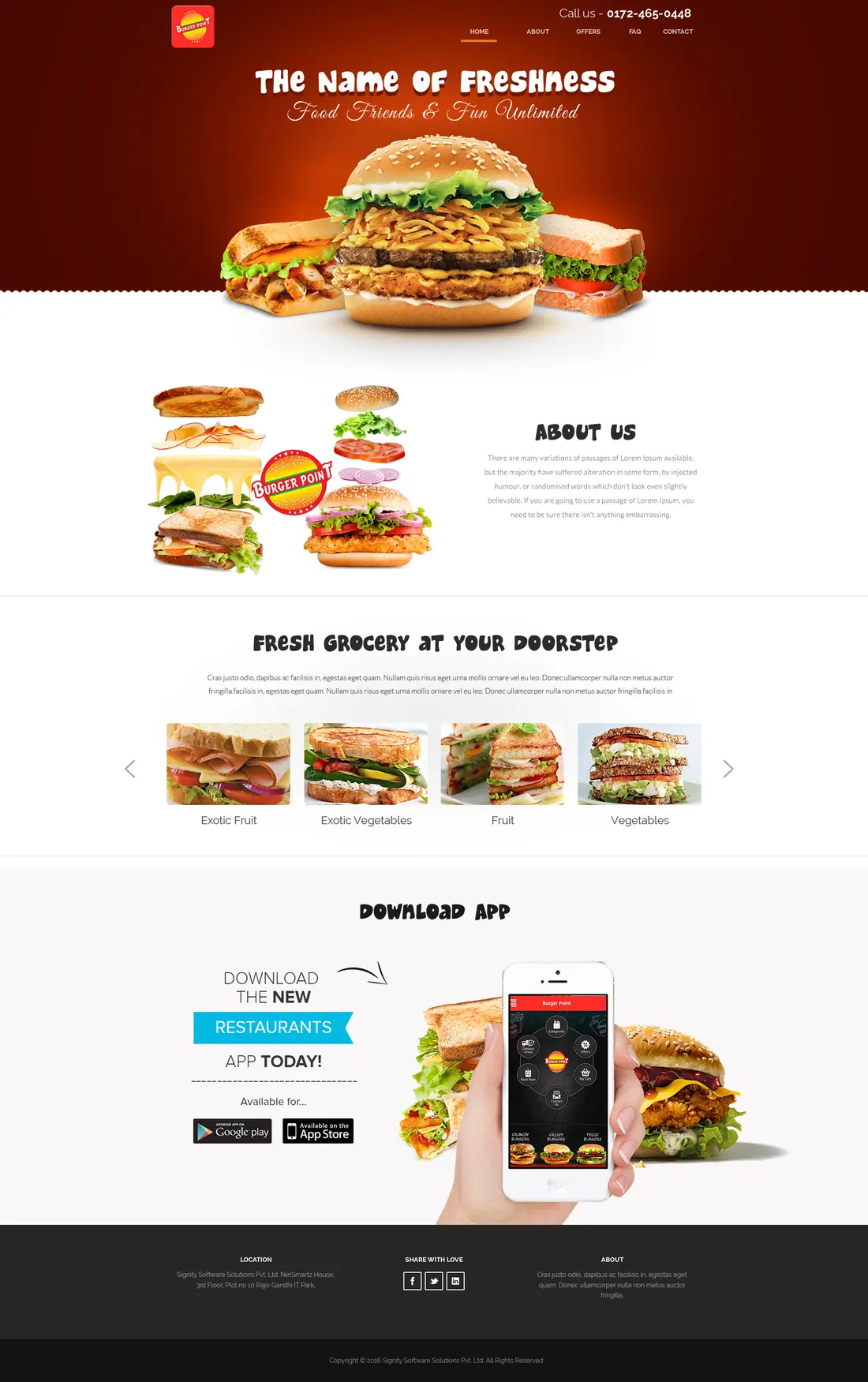 Burger Point fast food restaurant home page