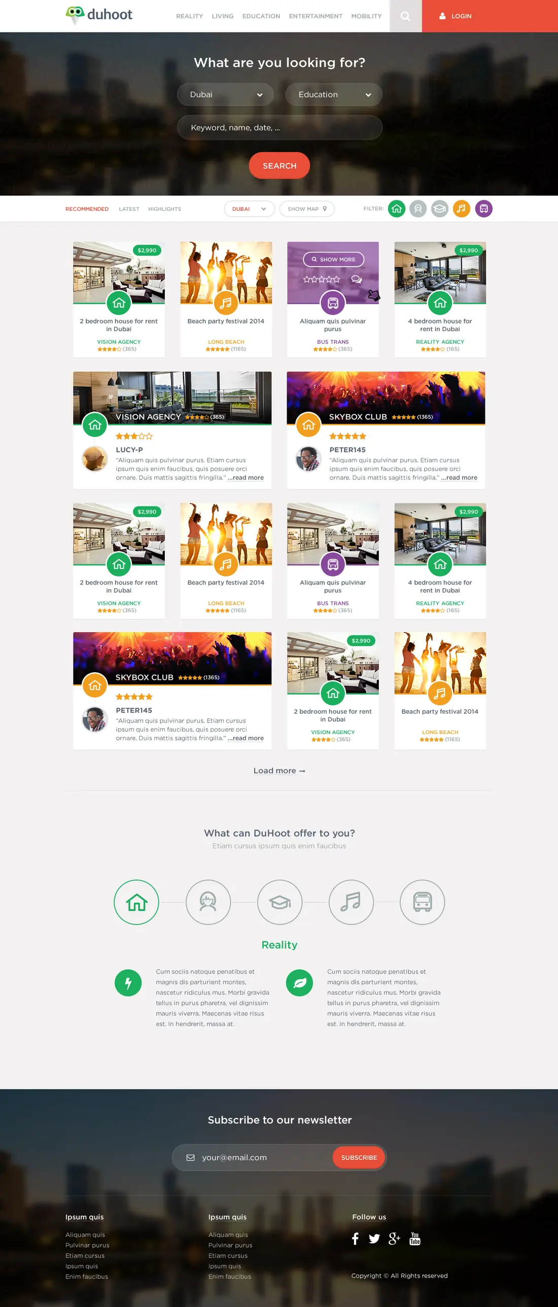 Duhoot Dubai listings marketplace home page with category filters