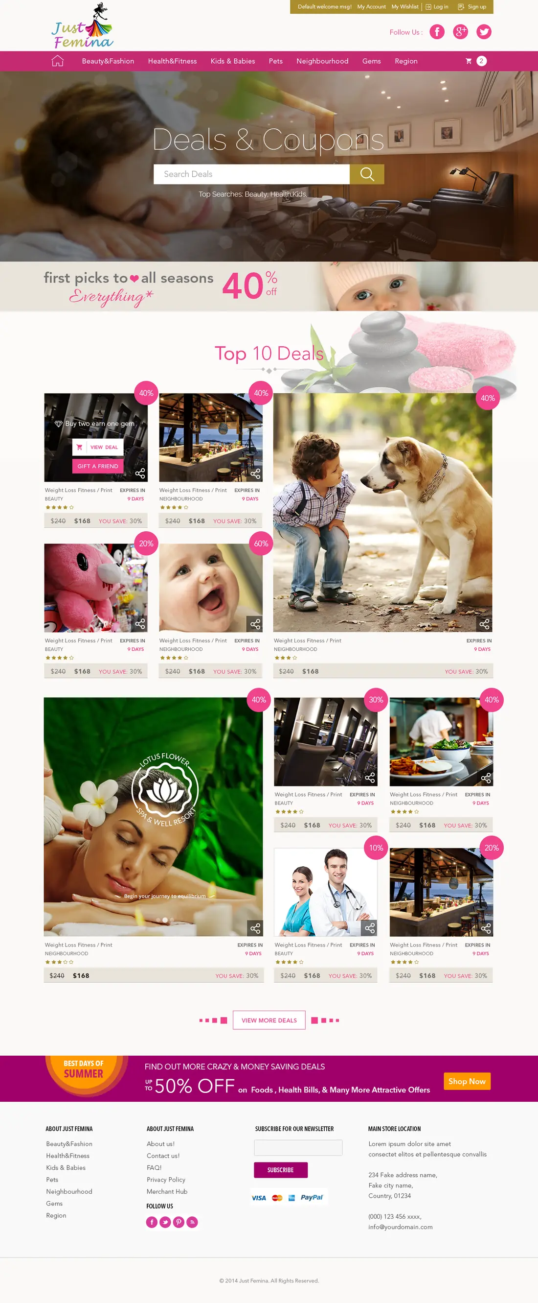 Just Femina deals and coupons store home page