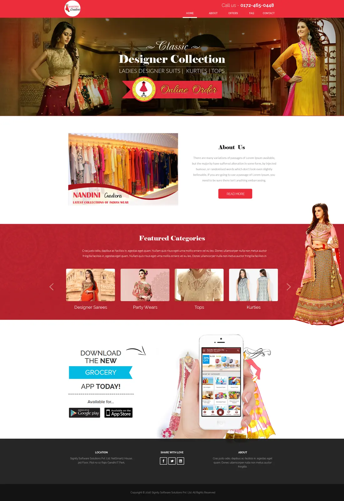 Nandini Creations designer collection home page