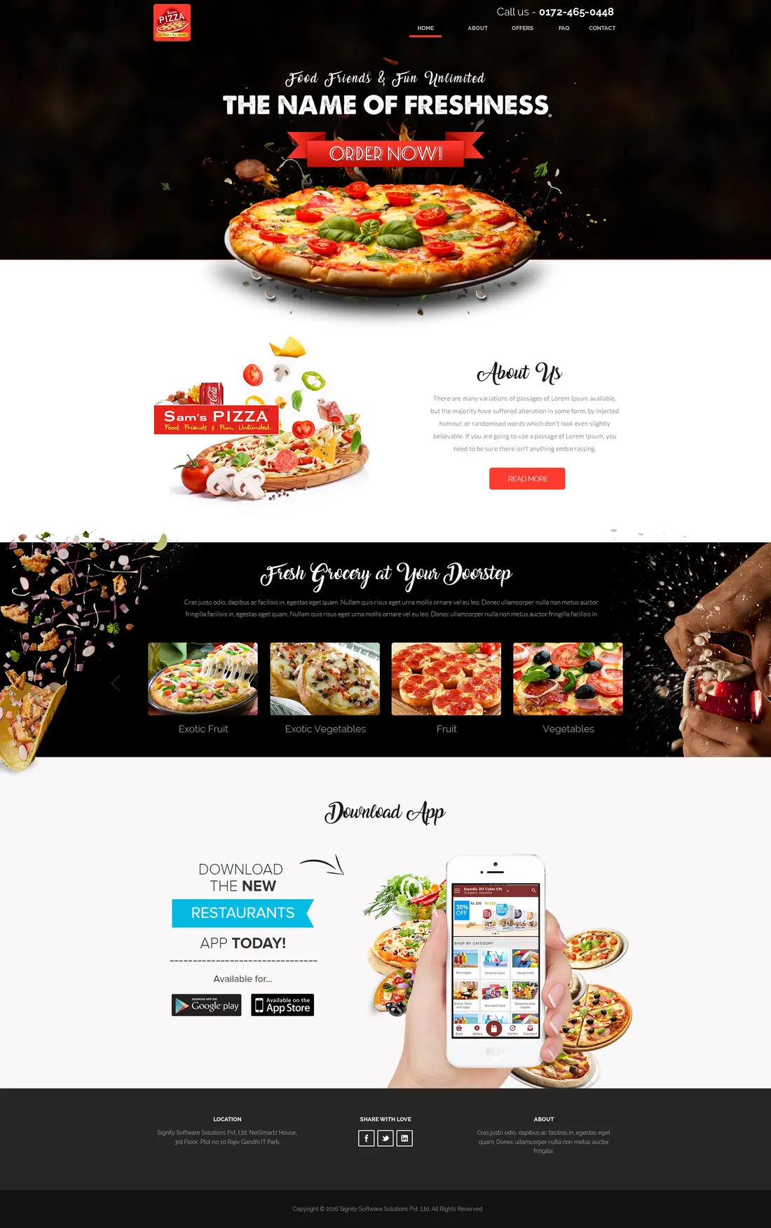 Sam's Pizza restaurant home page